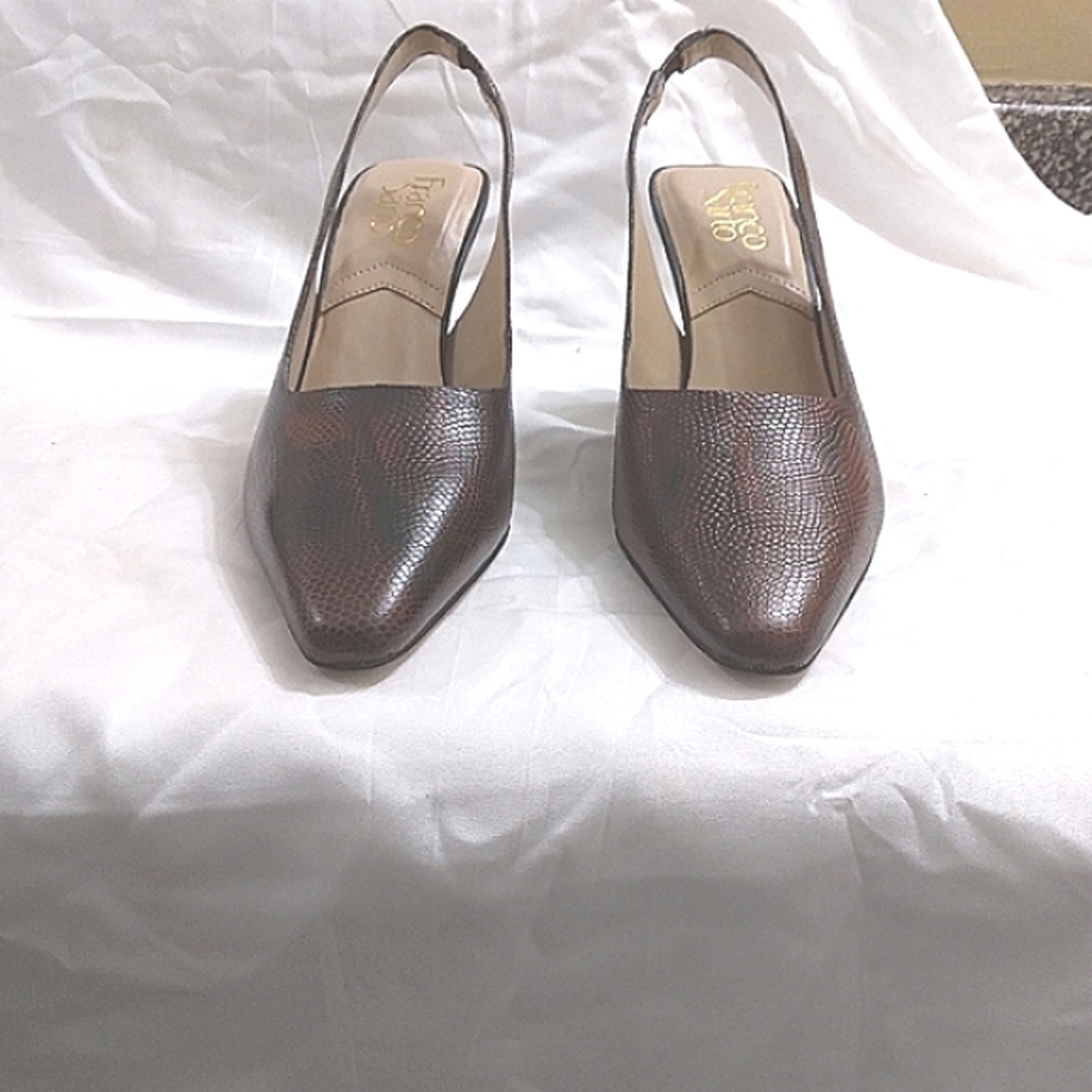 Franco Sarto Women's Milano Pointed Toe Pump Size 7 Lizard- Printed Leather